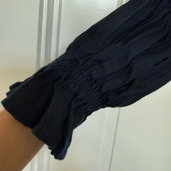 Sleeper Michelin dress size XL navy linen balloon sleeve romantic midi - Picture 5 of 12